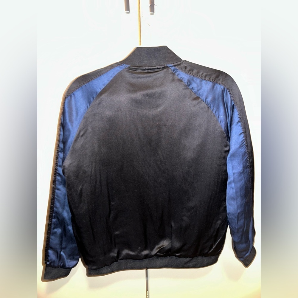 Ragdoll Black and Navy Silk Bomber Jacket Size Small - Picture 6 of 9